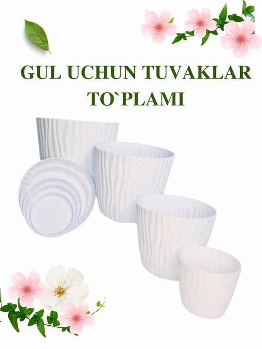 1 ta jamlanmada 5 ta gul tuvagi, 10 l, 4 l, 2 l ,1 litr va 0.5 litr - 