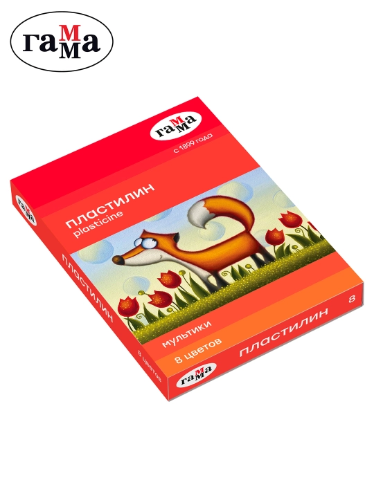 Plastilin Gamma "Multfilmlar", 8 rang, 160 g, stack bilan, karton qadoqlash, 280016 - 