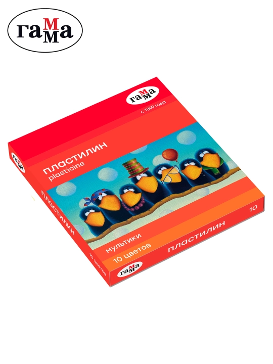 Plastilin Gamma "Multfilmlar", 10 rang, 200 g, stack bilan, karton qadoqlash, 280017 - 