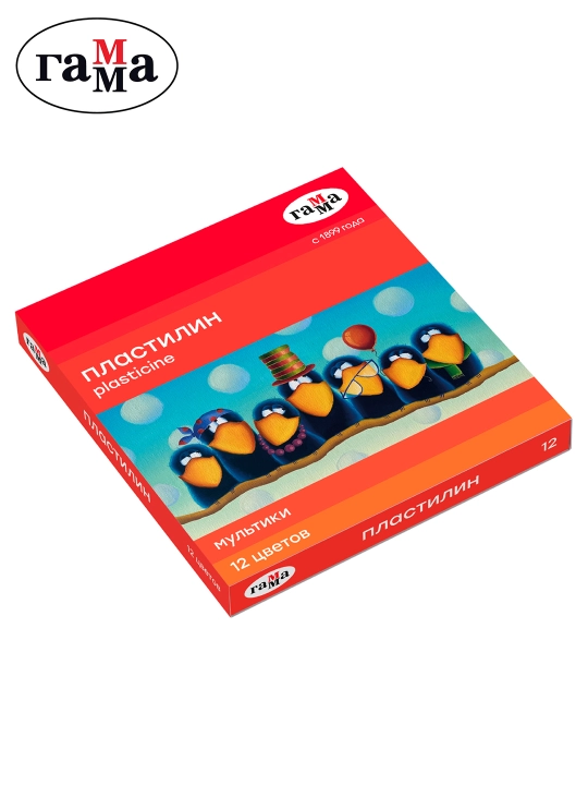Plastilin Gamma "Multfilmlar", 12 rang, 240 g, stack bilan, karton qadoqlash, 280018 - 