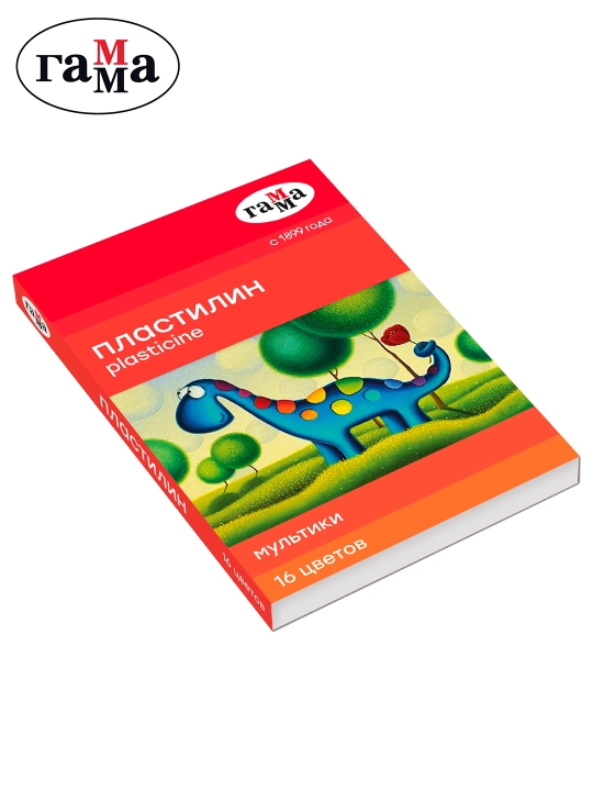 Plastilin Gamma "Multfilmlar", 16 rang, 320 g, stack bilan, karton qadoqlash, 280027 - 