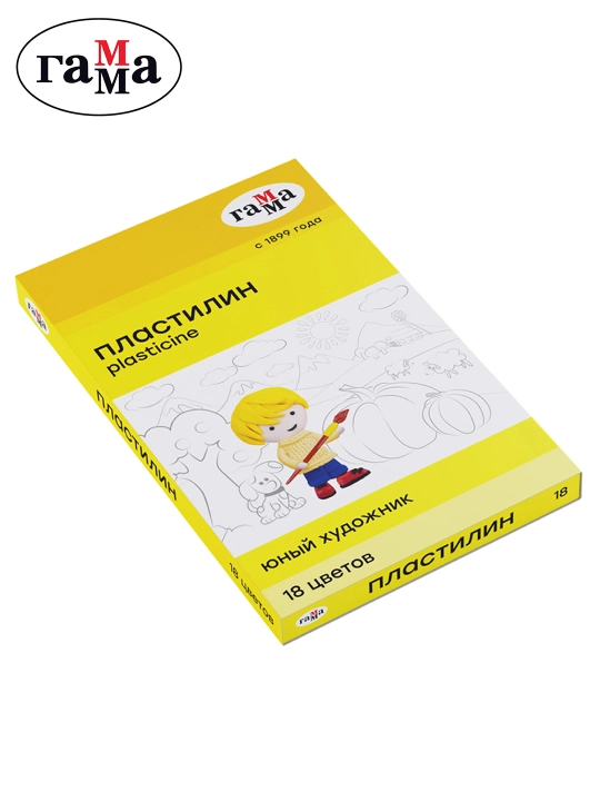 Plastilin Gamma "Yosh rassom", 18 rang, 252g., stack bilan, karton qadoqlash, 280047 - 