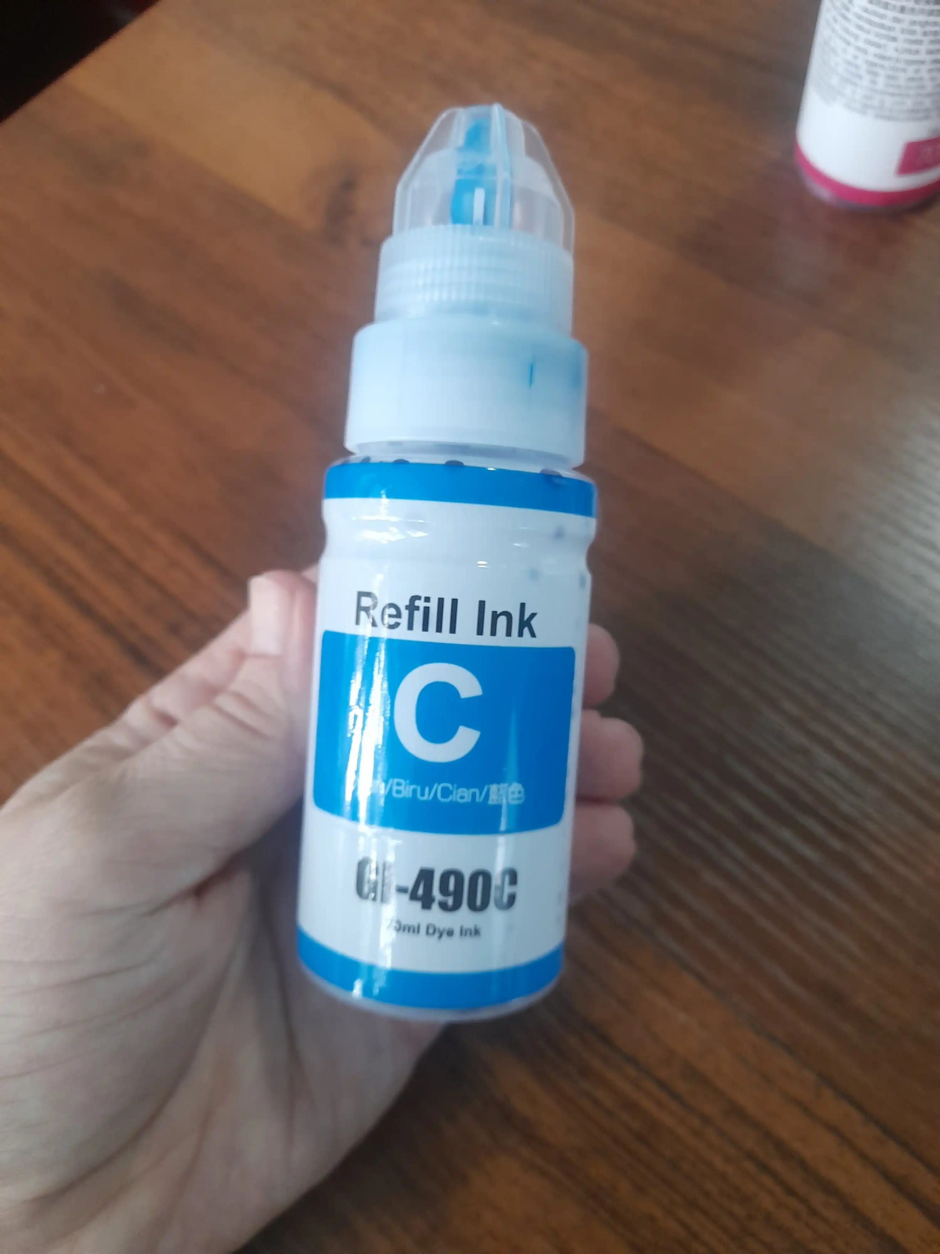 Водорастворимые чернила Refil Ink Gl-490 Cyan для принтеров Canon G1400/2400/3400/4400