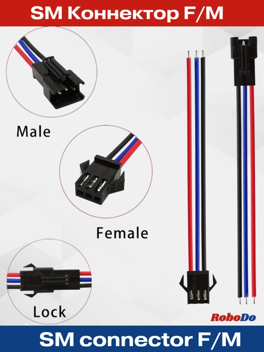 Штекер и гнездо с проводом SM connector F/M, пара