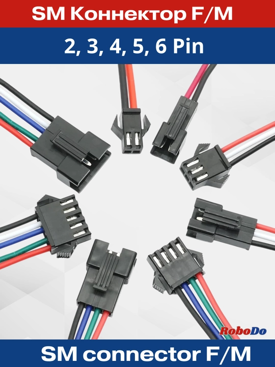 Штекер и гнездо с проводом SM connector F/M, пара