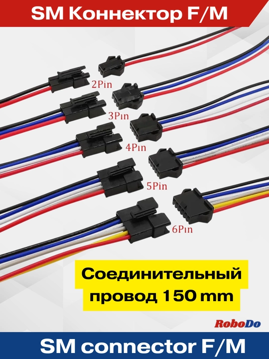 Штекер и гнездо с проводом SM connector F/M, пара - 