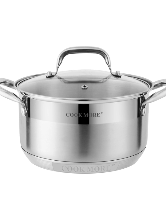 Кастрюля нержавеющая COOK MORE с крышкой, для индукции, 3.6–4.7-6.1-7.7-9.5 л