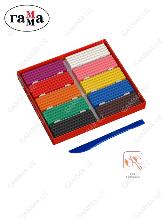 Plastilin Gamma "Multfilmlar", 10 rang, 200 g, stack bilan, karton qadoqlash, 280017