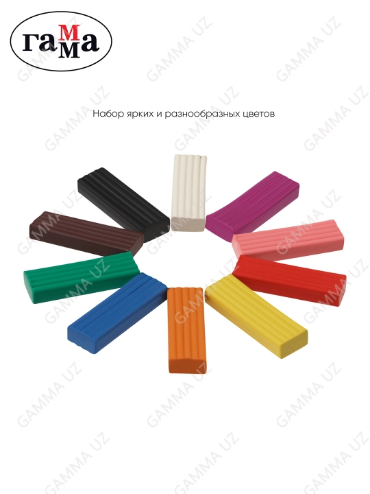 Plastilin Gamma "Multfilmlar", 10 rang, 200 g, stack bilan, karton qadoqlash, 280017