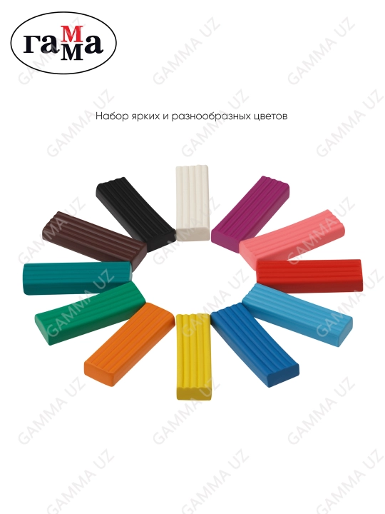 Plastilin Gamma "Multfilmlar", 12 rang, 240 g, stack bilan, karton qadoqlash, 280018