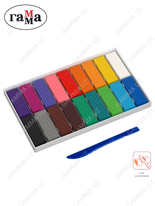 Plastilin Gamma "Multfilmlar", 18 rang, 360 g, stack bilan, karton qadoqlash, 280028