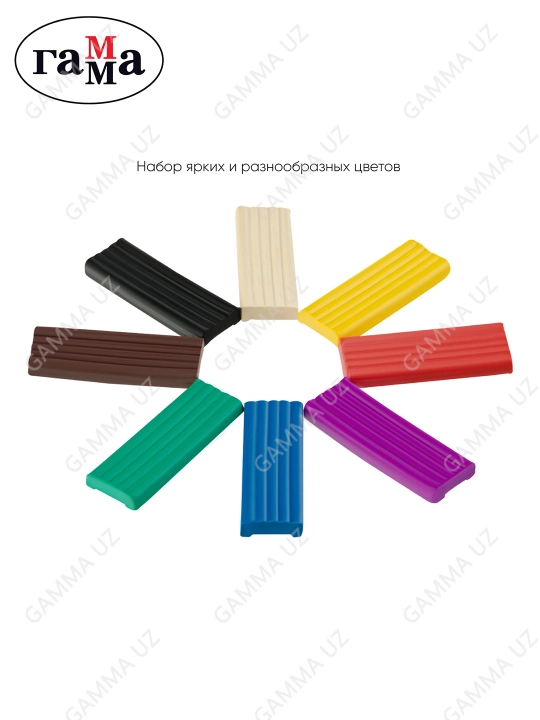 Plastilin Gamma "Yosh rassom", 8 rang, 112 g, stack bilan, karton qadoqlash, 280043