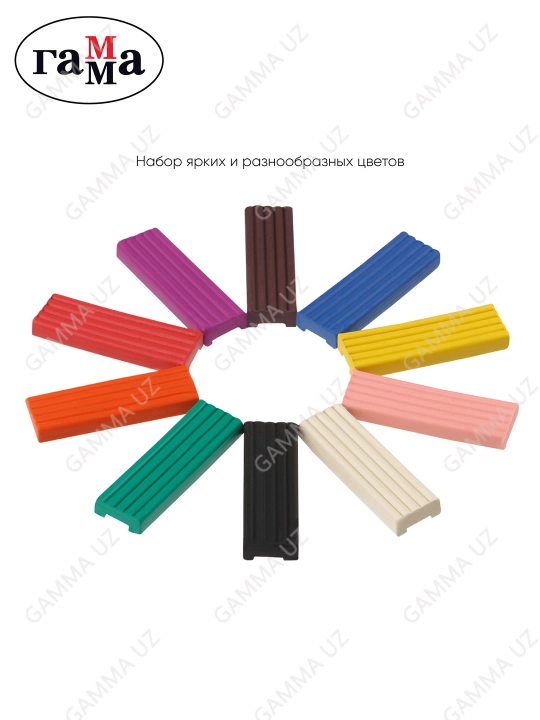 Plastilin Gamma "Yosh rassom", 10 rang, 140 g, stack bilan, karton qadoqlash, 280044