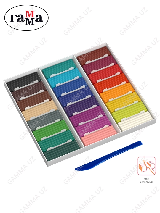 Plastilin Gamma "Yosh rassom", 18 rang, 252 g, stack bilan, karton qadoq, 170820201