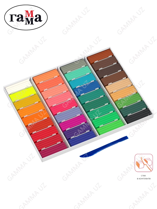 Plastilin Gamma "Klassik", 36 rang, 720 g, stack bilan, karton qadoqlash, 281037