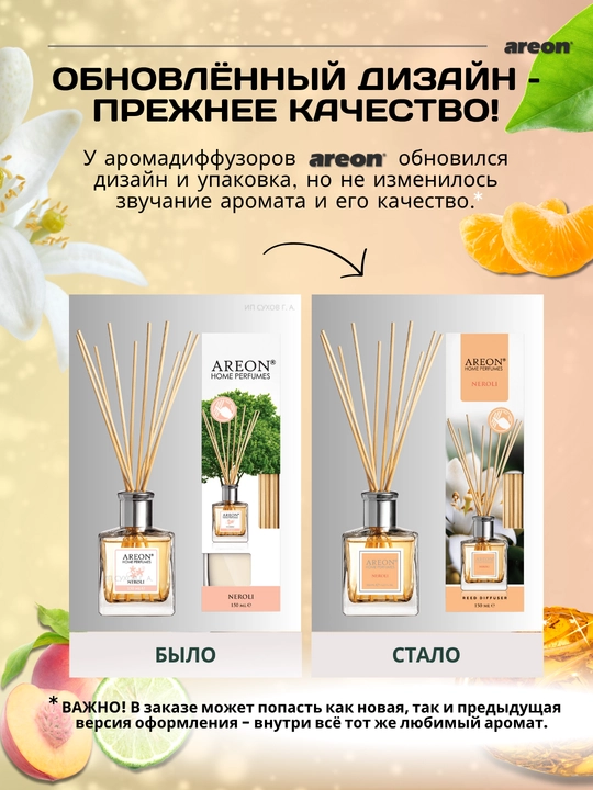 Ароматизатор для дома Areon, 150 мл, освежитель воздуха, диффузор с палочками