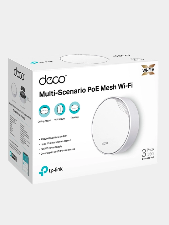 TP-Link Deco X50-PoE 3-2-1 to'plami AX3000 mesh tizimi, PoE qo'llab-quvvatlashi
