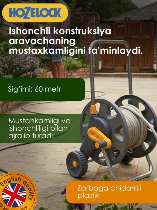 Shlangsiz g‘ildirakli aravacha-g‘altak, 60 m gacha, HoZelock 2398
