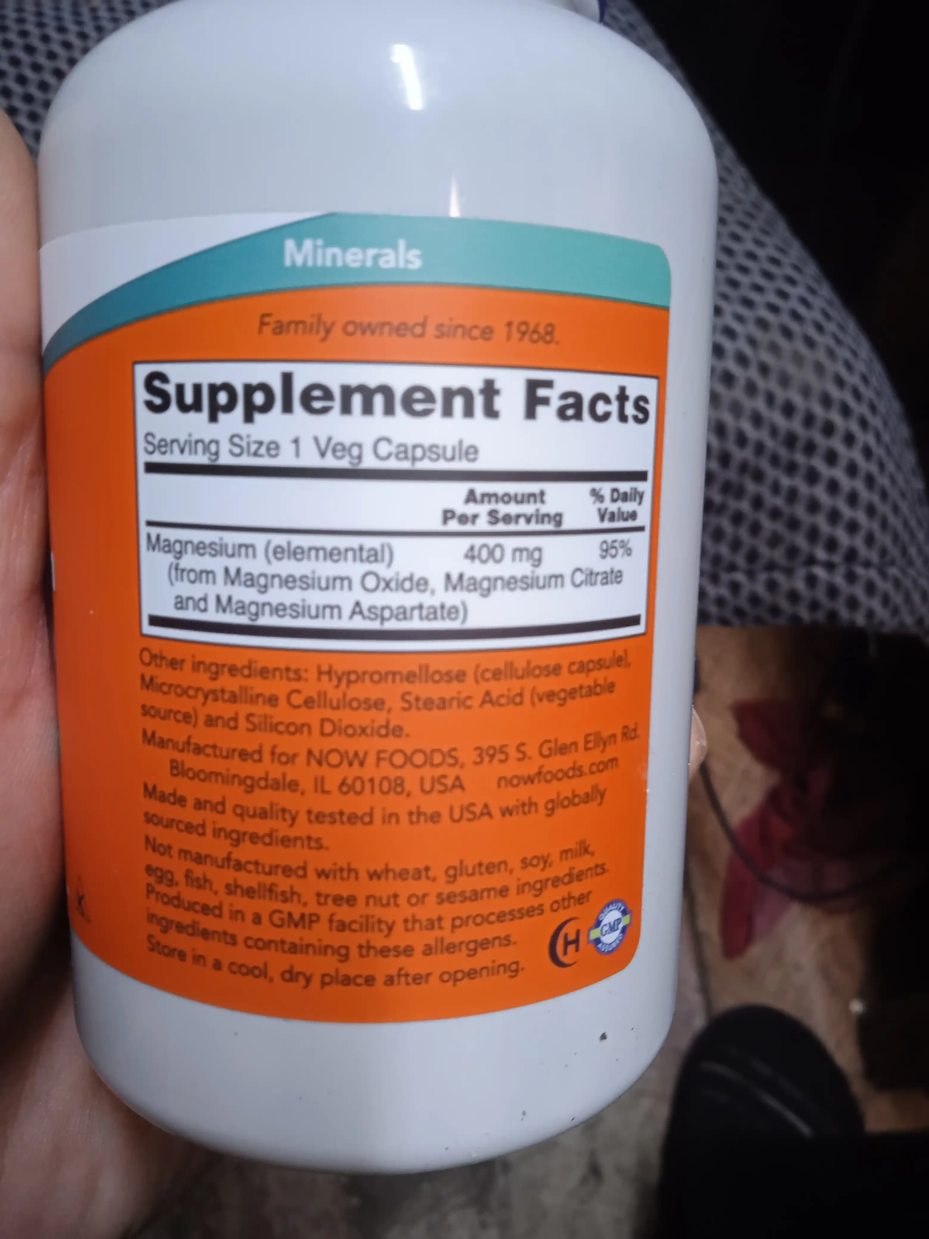 NOW Foods Magniy mushaklar va asab tizimini qo'llab quvvatlash uchun 400 mg, 180 kapsula
