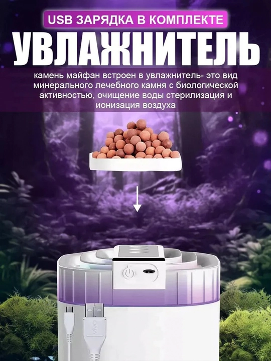 Увлажнитель воздуха с ароматизацией Вулкан-Камин-Облако эффект пламени бесшумный