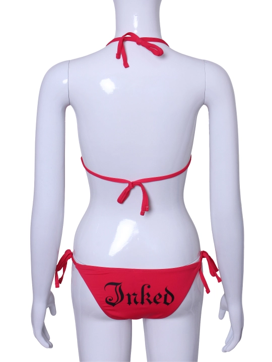 Ayollar bog‘ichli bikini cho‘milish kiyimi (pushti/binafsha/qizil)