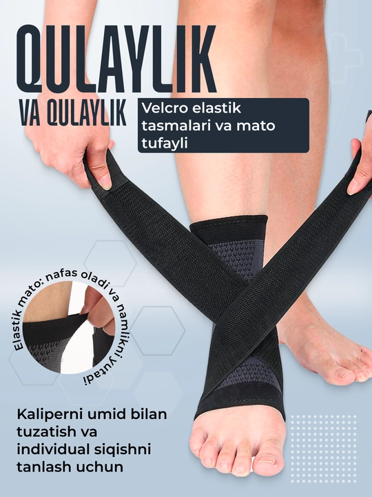 Boldir-panja bandaj fiksatori, kompression, yopishqoq moslamali support, 1 dona