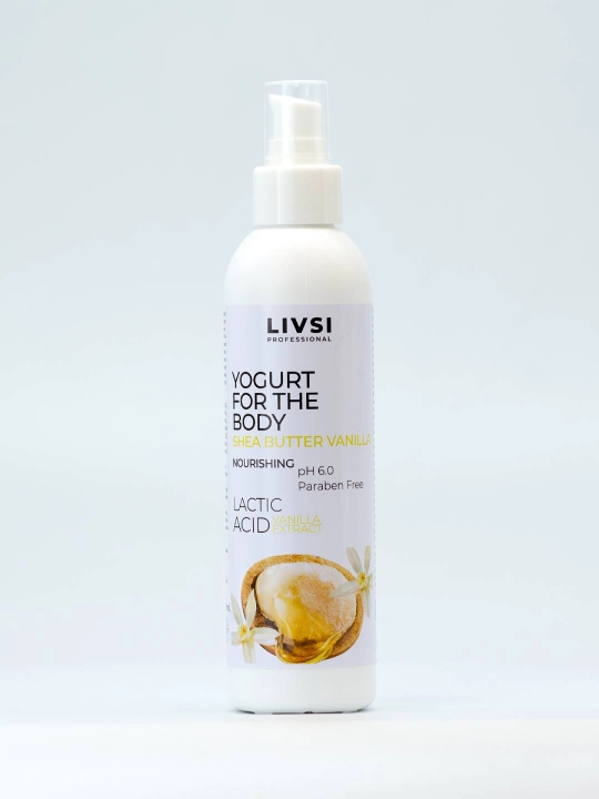 Йогурт для тела YOGURT FOR THE BODY, Масло ШИ, ваниль Livsi