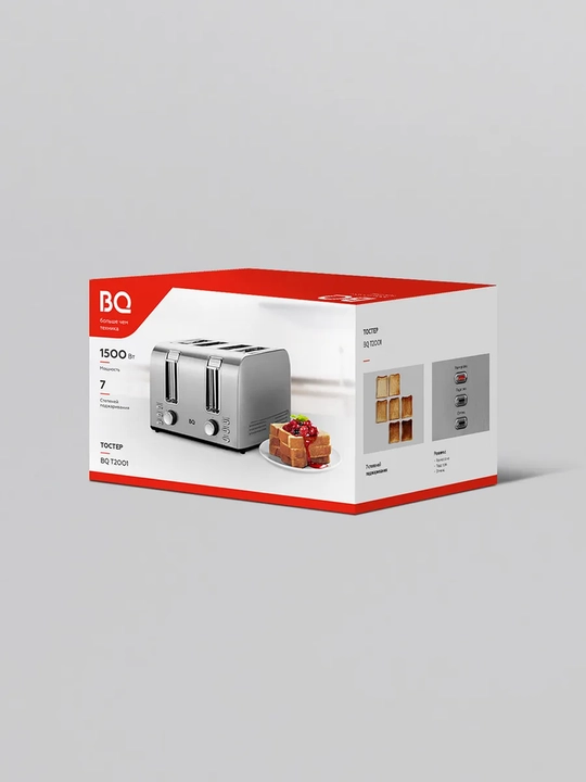 Тостер BQ T2001, мощность 1500 Вт, 7 степеней поджаривания