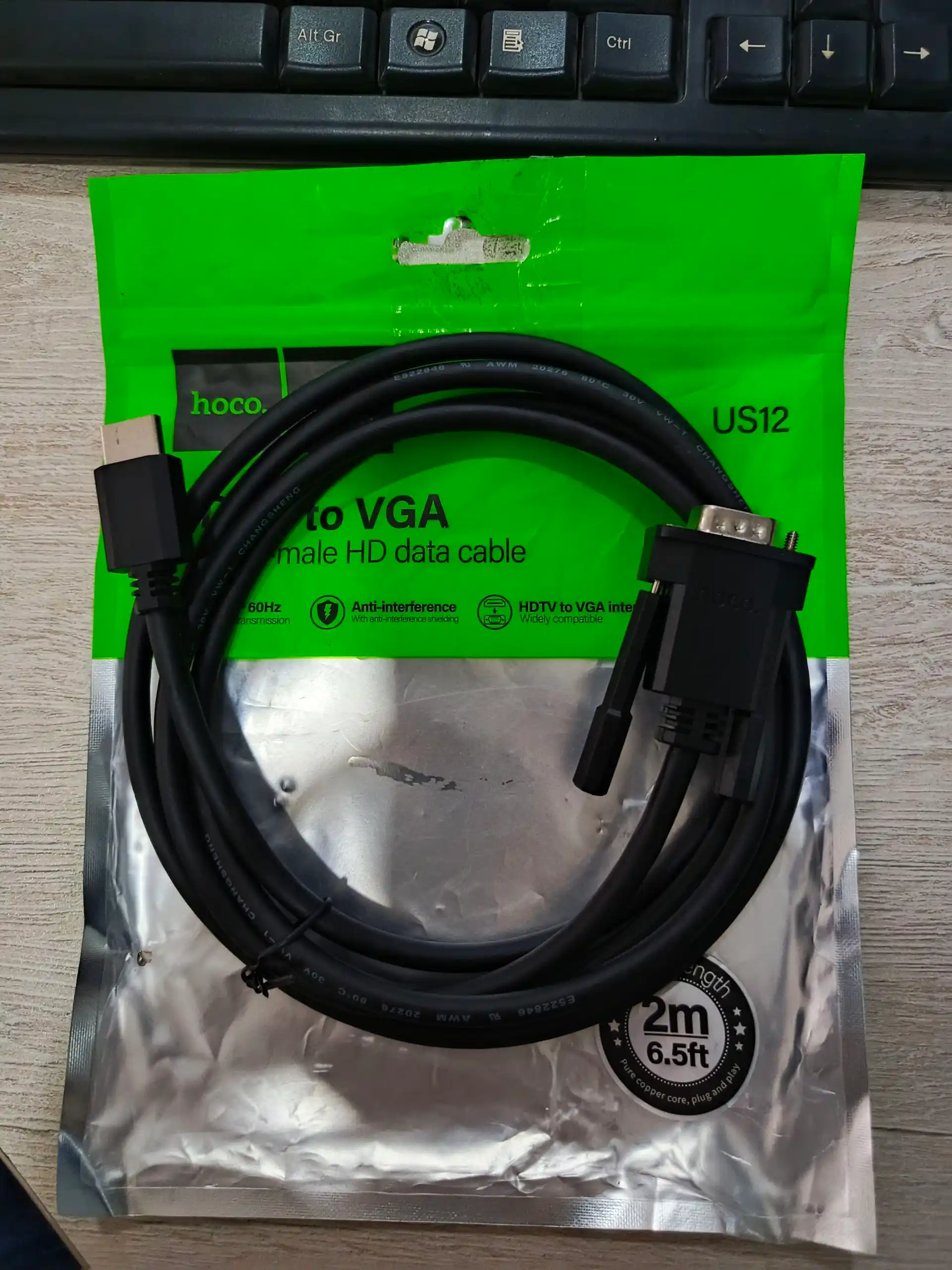 HOCO VGA, HDMI kabeli monitor va kompyuterga, 1-2 metr, televizor uchun adapter otkazgich