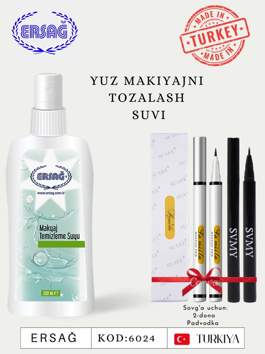 ERSAĞ tabiiy yuz makiyajini tozalovchi vosita – 200 ml Kodi: 6024 Turkiya