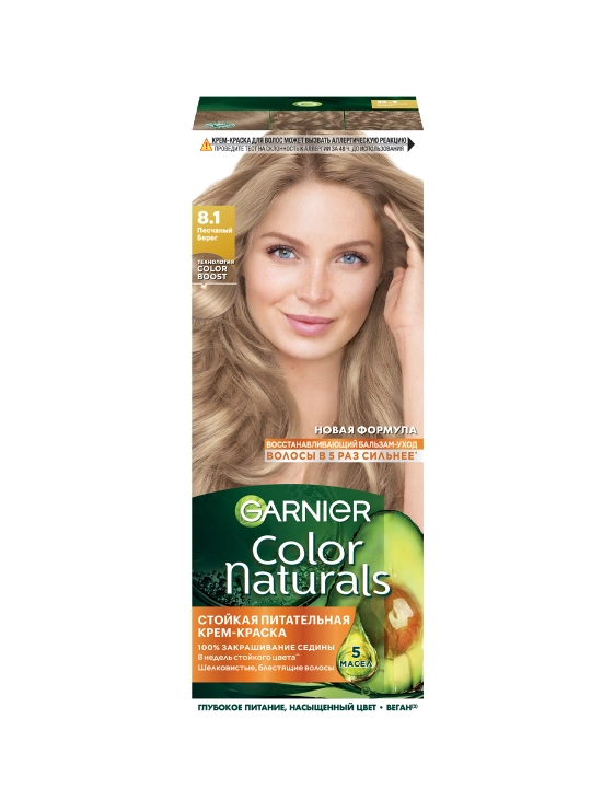 Garnier "Color Naturals" chidamli to‘yimli soch kremi bo‘yog‘i, 8.1 qumli ber tusi