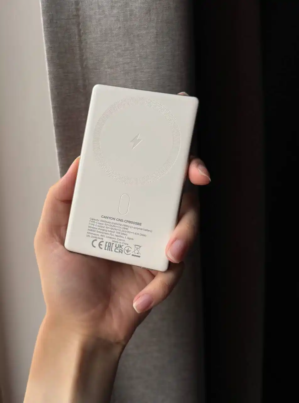 Simsiz magsafe power bank CANYON OnPower Slim, iphone uchun, 5000 mA, 10000 mA