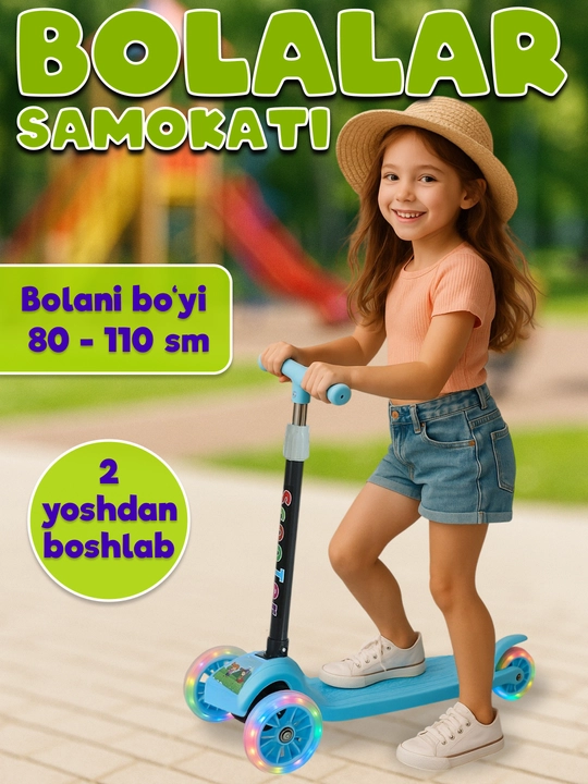 Самокат для детей, с горящими колесами, для мальчиков и девочек