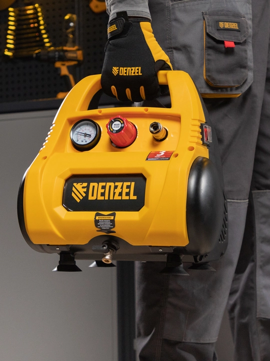 Kompressor havo, DENZEL PC 1/6-180, 1.1 kVt, 180 l/min, 6 litr, yog‘siz, 58057