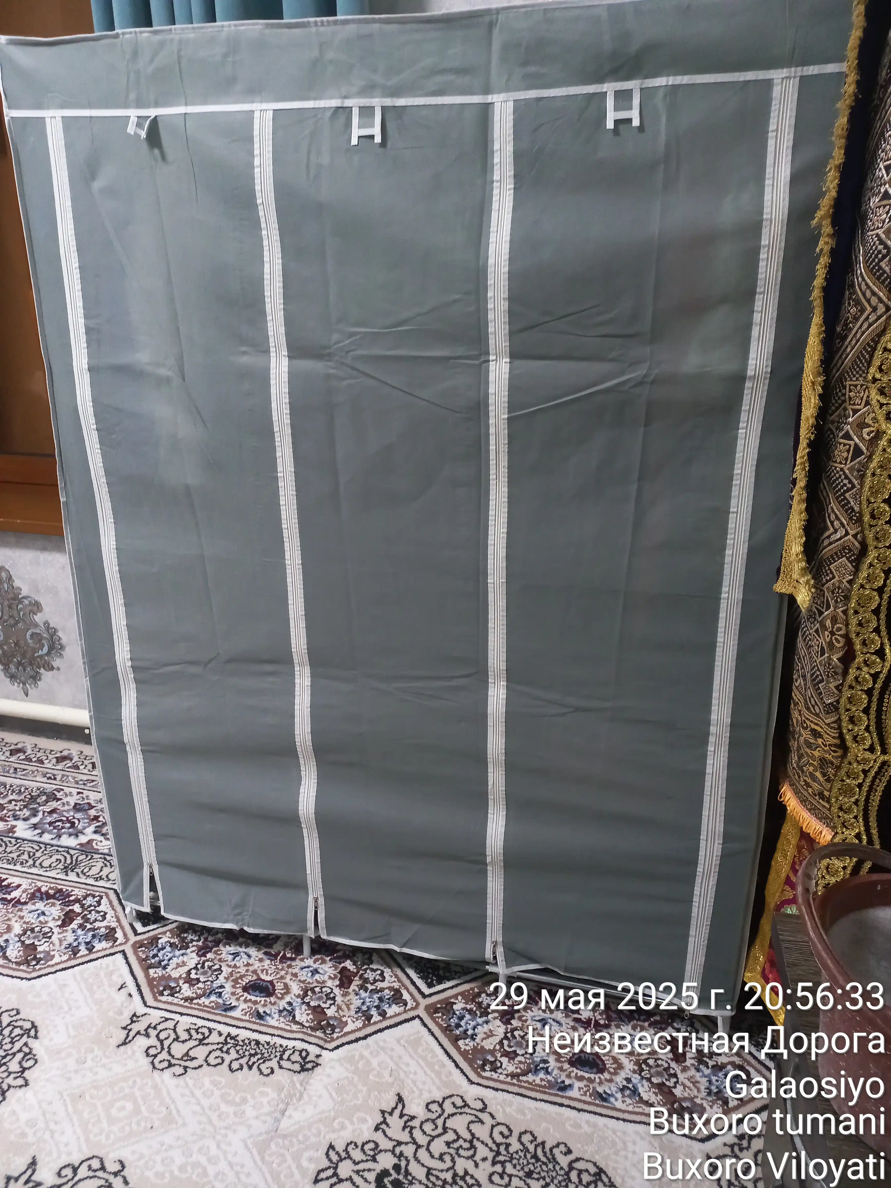 Poyabzal va kiyim-kechaklarni saqlash uchun to‘qima yig‘ma organayzer javoni, 130*45*170 sm