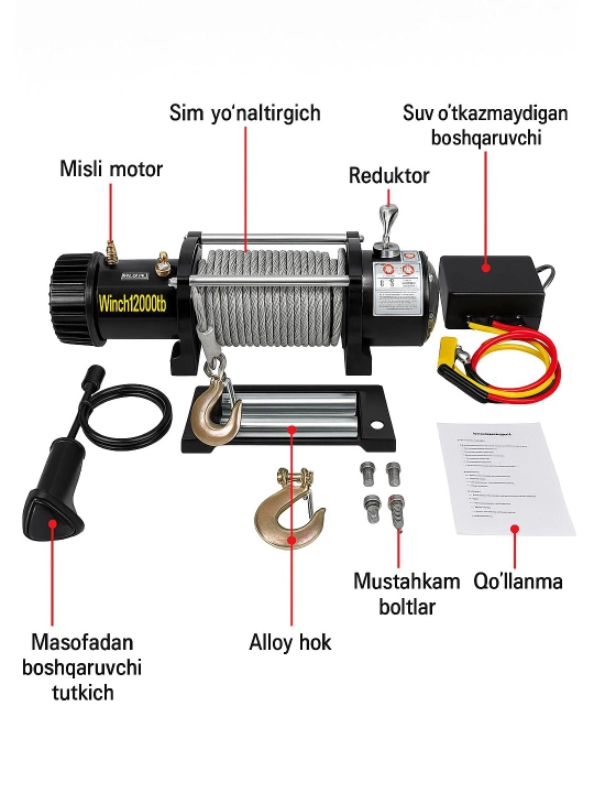 Elektr lebyodka GS Optimus 12V 24V – yuk, evakuator, avtokran uchun