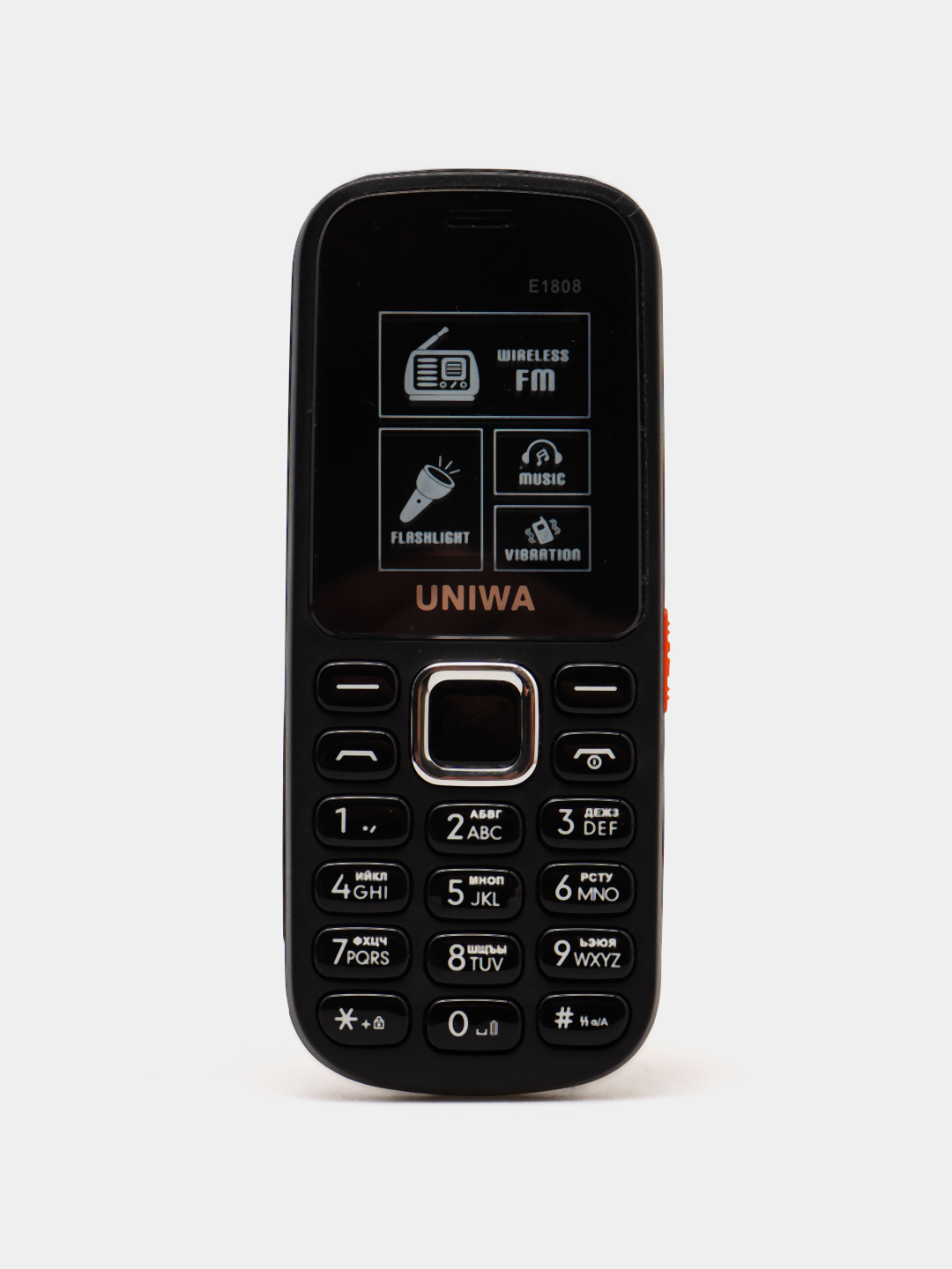 UNIWA E1808 tugmali telefoni, IMEI ro‘yxatdan o‘tkazilgan, kamera bor, batareya quvvati 800 mA/soat, quvvatlash imkoniyati mavjud