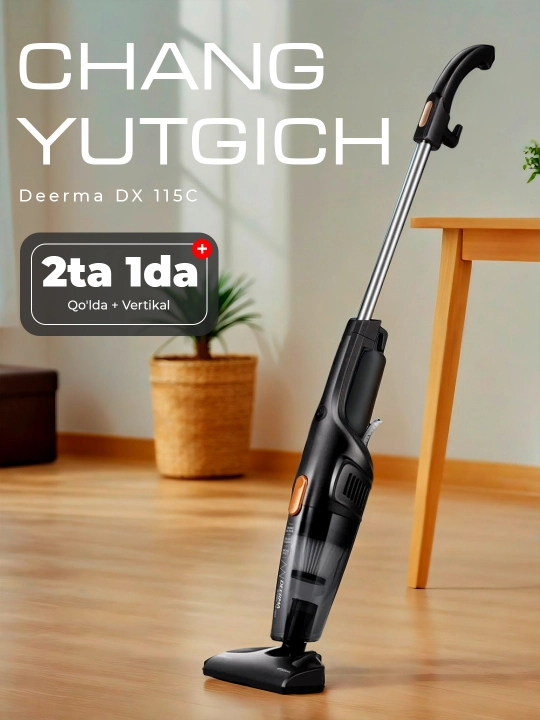 Vertikal qo'l changyutgich Xiaomi Deerma DX, simli, to'plamda nasadkalar bilan, kuchli