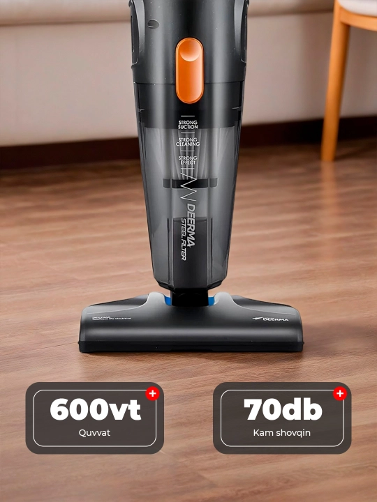 Vertikal qo'l changyutgich Xiaomi Deerma DX, simli, to'plamda nasadkalar bilan, kuchli