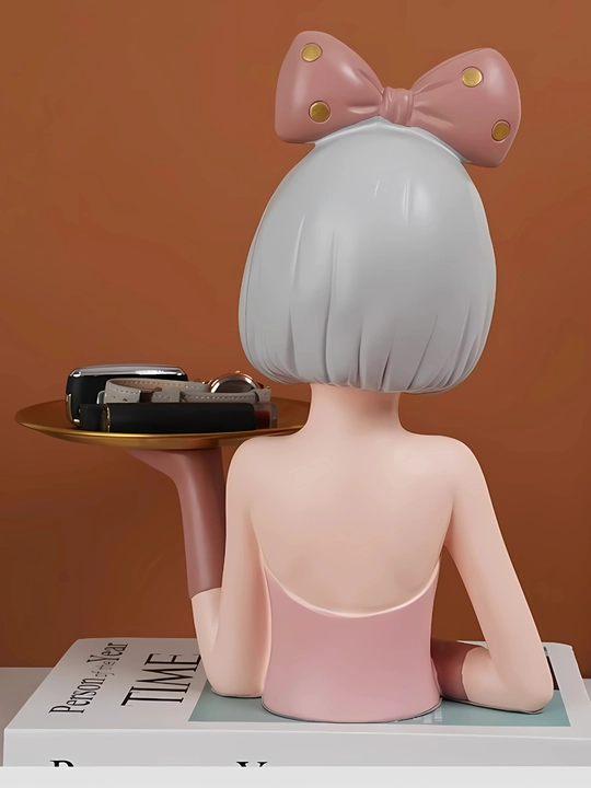 Скульптура девушки с подносом  статуэтка для декора и украшений