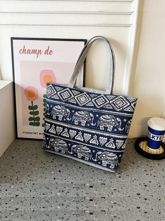 Shopper ayollar sumkasi, tropik bosmali, 5 xil rangda, katta matoli sumka