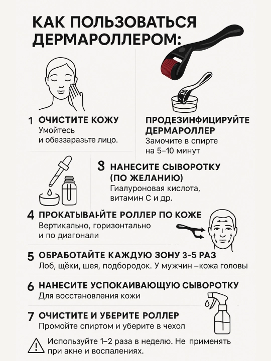 Дермароллер для роста волос, бороды и для улучшения кожи