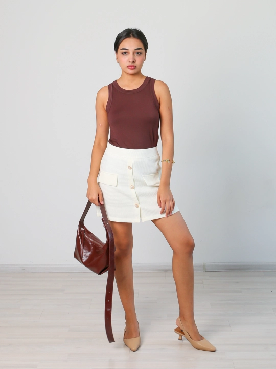 Astarlangan mini trapez yubka, S-M