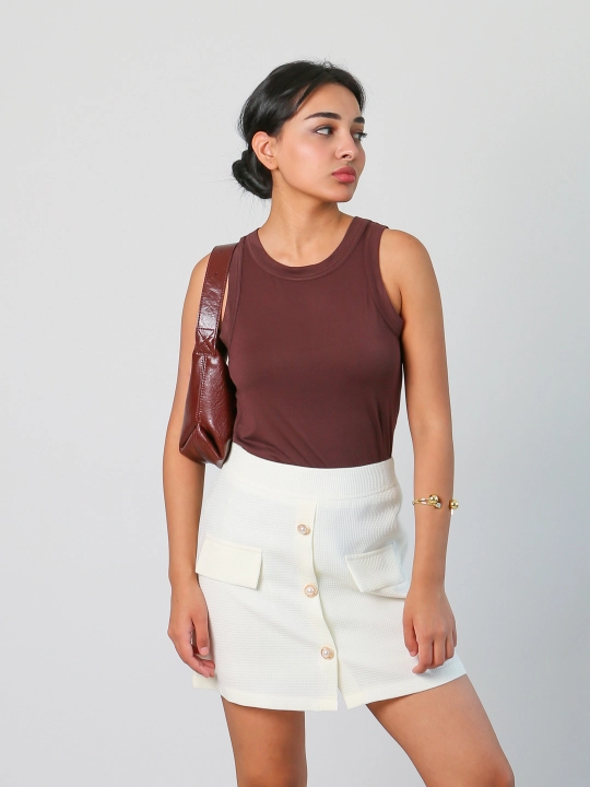 Astarlangan mini trapez yubka, S-M