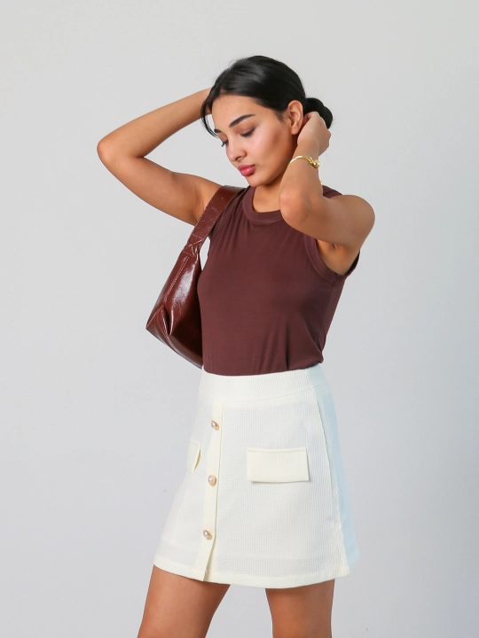Astarlangan mini trapez yubka, S-M