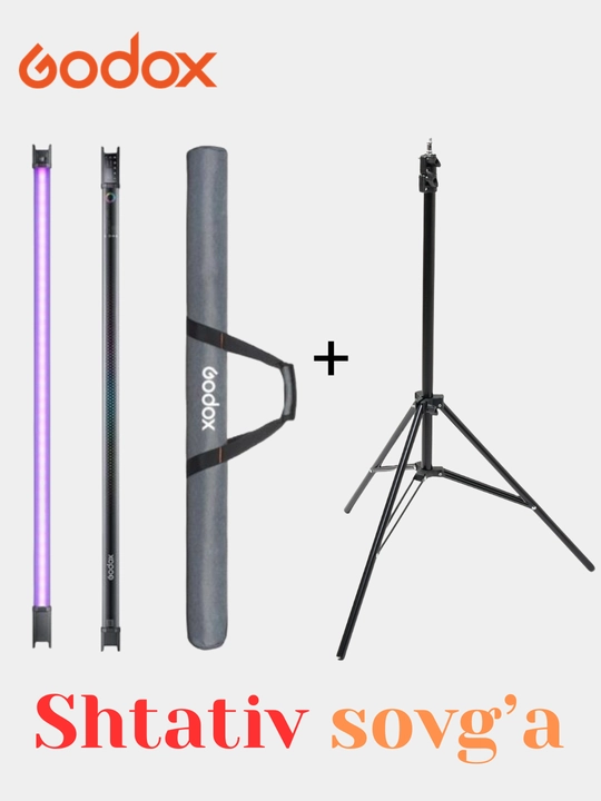RGB trubkasi Godox TL120 — studiyaviy yorug‘lik,yorqinlik va rangni sozlash, Bluetooth/DMX