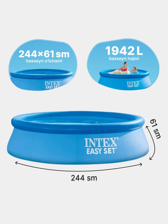 Intex Easy Set puflanadigan basseyn – 886 dan 3853 litrgacha sig‘imdA