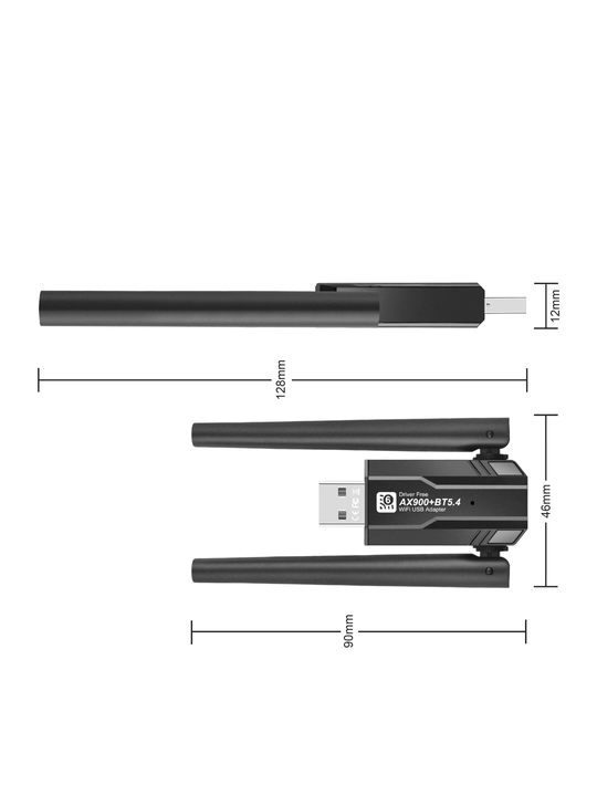 Беспроводной мини адаптер Wi-Fi + Bluetooth, USB, без помех 600 Mbs, WIN10/WIN11, до 500 м