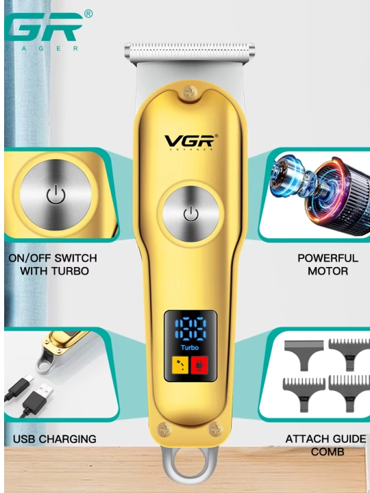 Trimmer qaychi va soqol mashinasi, professional, simsiz, VGR