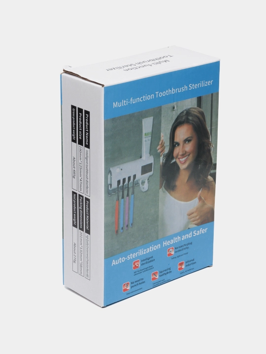 Dozator, tish cho'tkalari va tish pastasi uchun ushlagich, dispenserli, UV sterilizatorli